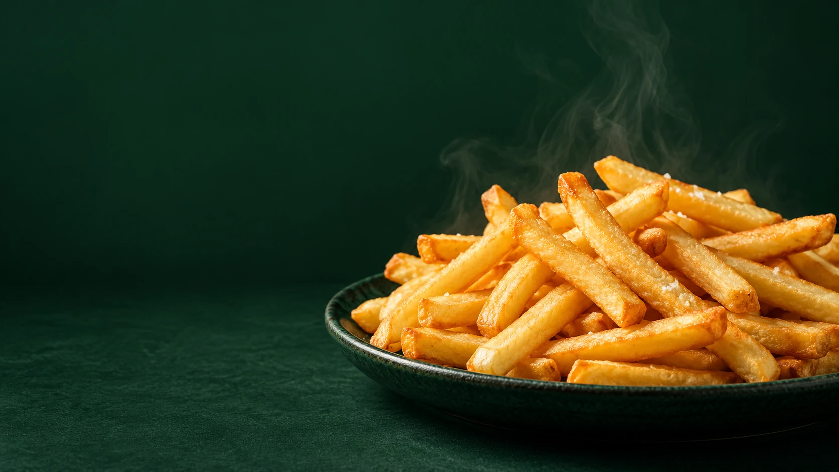 Papas a la francesa doradas, idea de presentación creada con IA.
